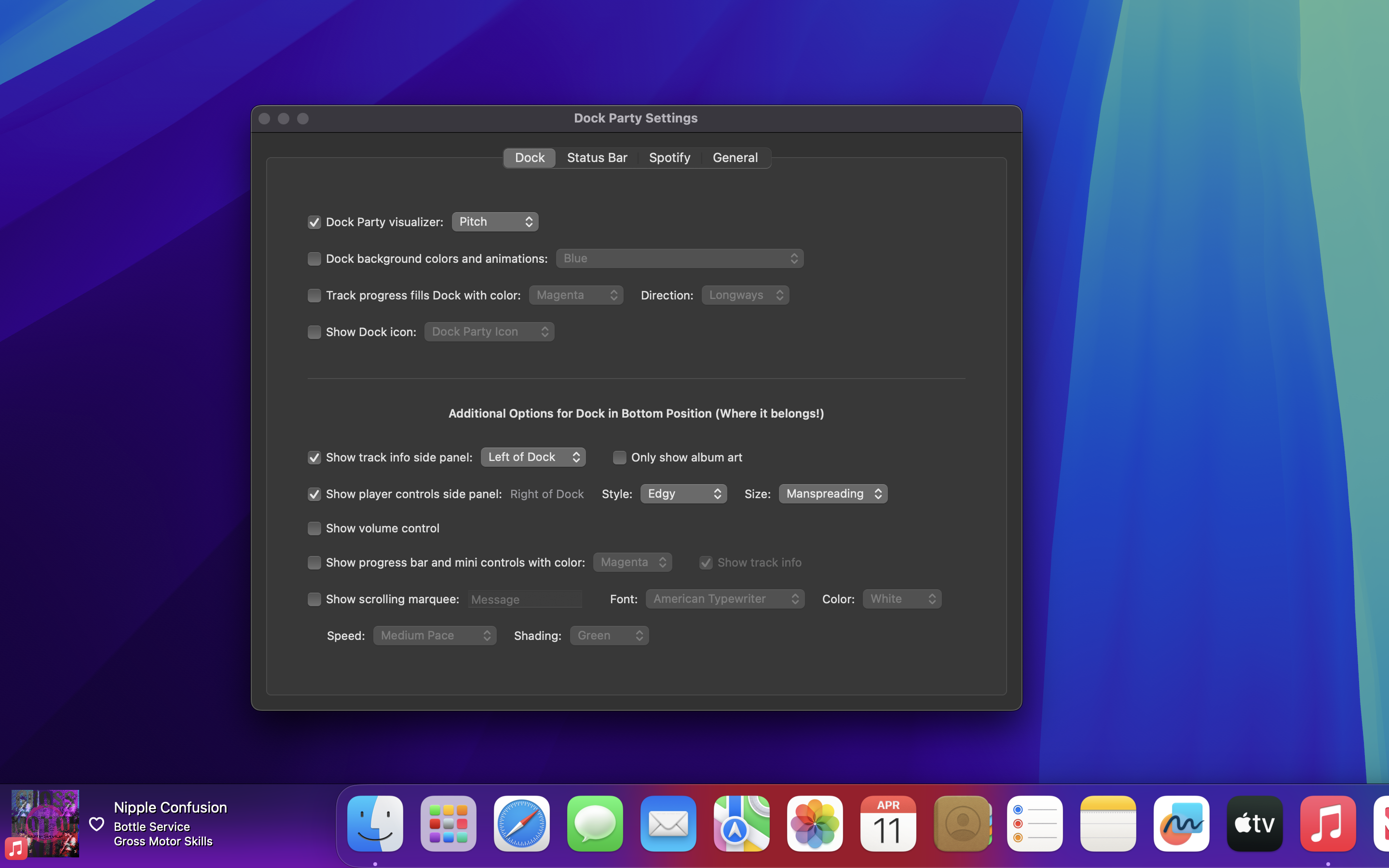 macOS Dock settings